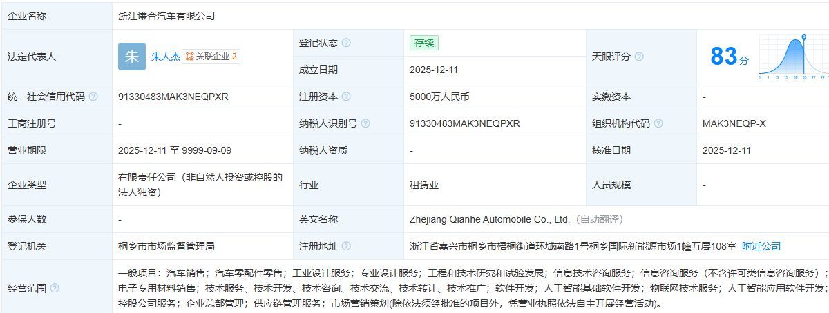哪吒汽车重整进入倒计时?山子高科态度不明,旗下谦合汽车“同址”成立引猜想,12月底或揭晓投资人